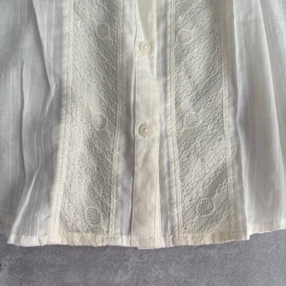 Eddie Bauer Women’s Lace Inset Blouse NWT Size Large Almond Cream size Large - Picture 5 of 7